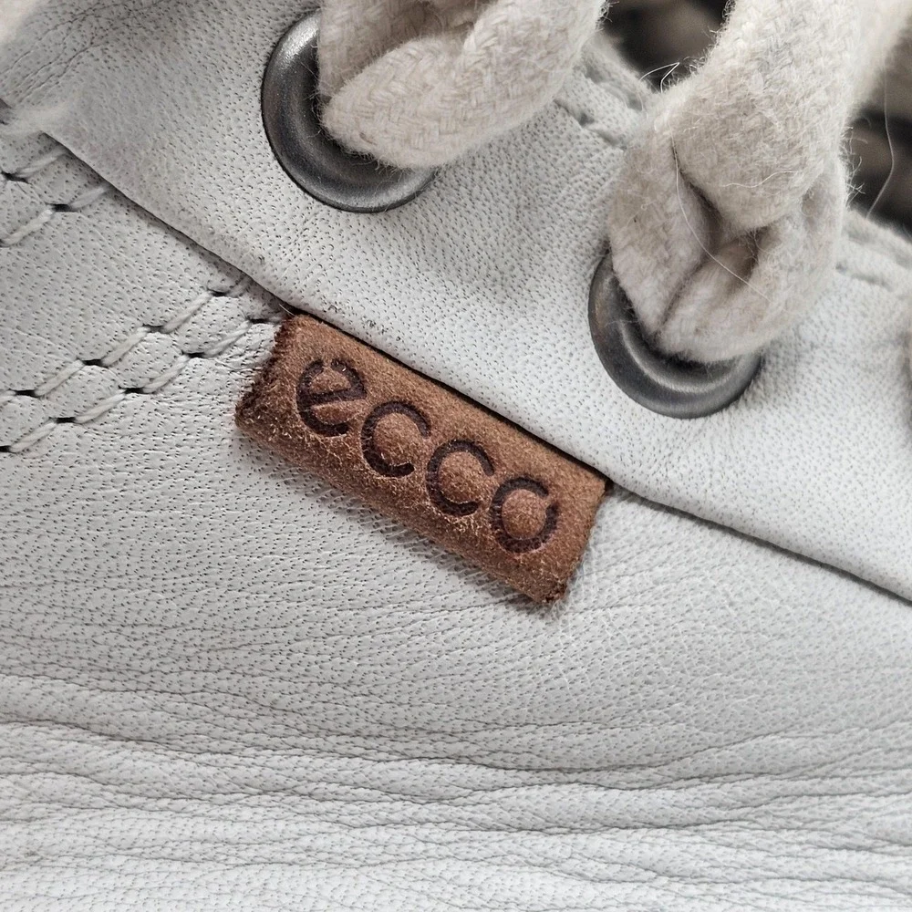 ECCO Soft 7 Shoes Womens Size 8 White‎ Leather High Top Comfort Casual Sneakers